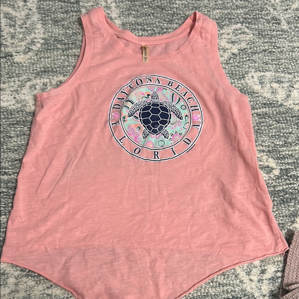 Comfort Colors Sleeveless Pink and Blue Tank Top
